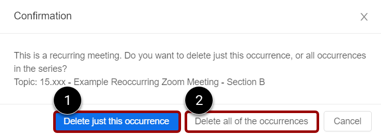 Confirm Delete for one occurrence or all occurrences