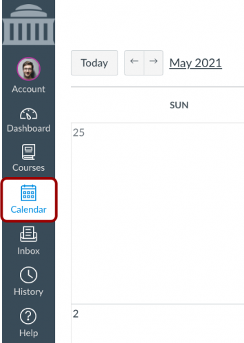 Screenshot of Canvas Calendar Icon