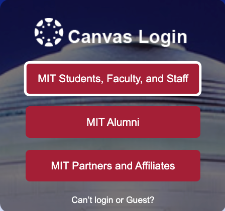 Screenshot of Canvas Log in Screen