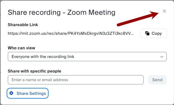 Screenshot of a dialog box for the Zoom recording settings