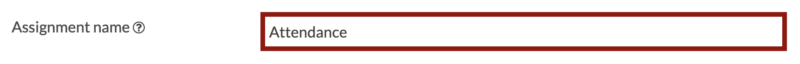 Screenshot of the Assignment Name text box
