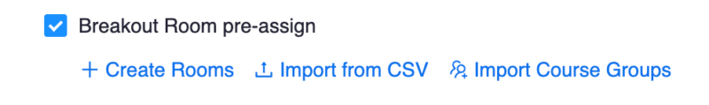 Screenshot of the breakout room preassign settings