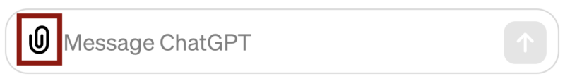 Screenshot of ChatGPT messaging box with paperclip icon