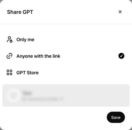 Screenshot of the Share GPT window